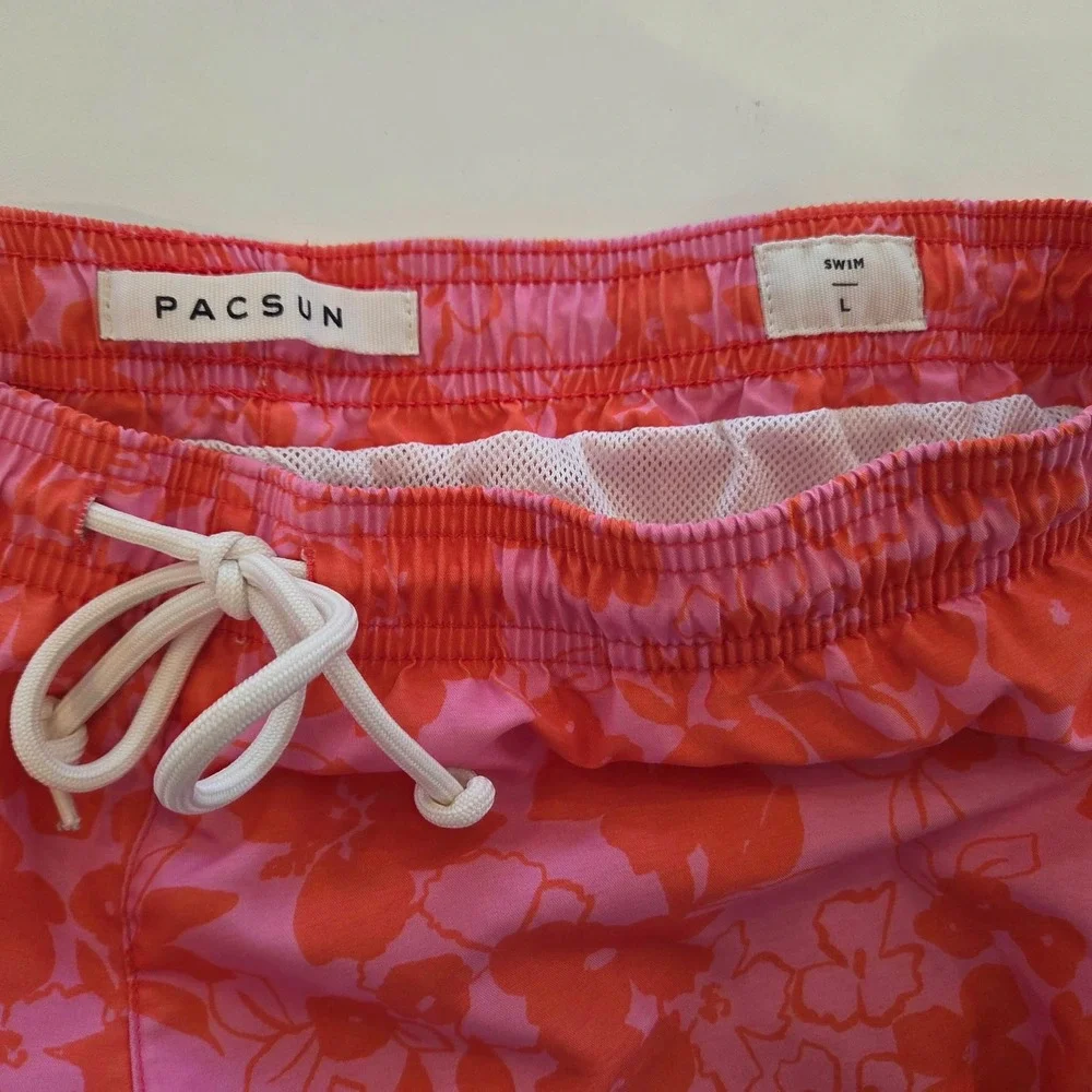 Pacsun‎ Men's Floral Swim Trunks Pink Orange Size Large